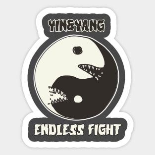 yin yang endless fight cartoon style illustration Sticker